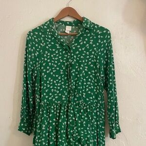H&M Green Floral Print Blouse